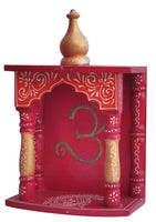 Home Temple / Wooden Temple / Pooja Mandir / Mandap / Wooden Temple / Mandir with om symbol Rajasthani emboss work on it, - HolyHinduStore