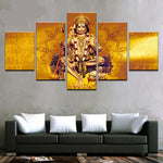 Lord Hanuman - Superior Quality Canvas HD Printed Wall Art Poster 5 Pieces / 5 Panel Wall Decor, Home Decor Pictures - HolyHinduStore