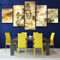 HD Prints Picture Home Decor Modular Canvas Wall Art Poster 5 Pieces India God Lord Shiva Painting - HolyHinduStore