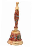 colorful hindu hand held bell - musical jingle brass puja pooja prayer ghanti - - HolyHinduStore