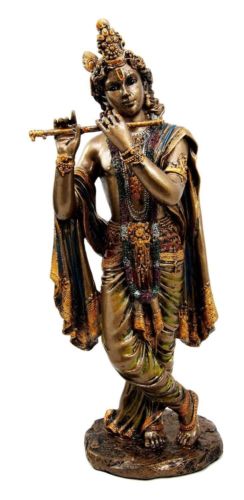 Lord Krishna (Avatar of Vishnu) - 10.25'' Tall  Flute Playing Figurine Statue - HolyHinduStore