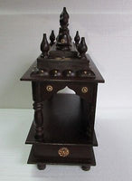 Wooden Hindu Temple / Handcrafted  Mandir / Brass Work / Wall Art - 15 X 8 X 18  inch - HolyHinduStore