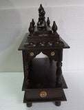 Wooden Hindu Temple / Handcrafted  Mandir / Brass Work / Wall Art - 15 X 8 X 18  inch - HolyHinduStore