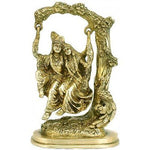 Brass radha krishna swinging jhula on tree statue hindu religion spirtual 11'' - HolyHinduStore