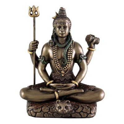 Hindu God Lord Shiva in Meditation Bronze Finish Figurine Sculpture Statue - HolyHinduStore