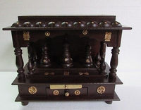 Wooden Hindu Temple / Handcrafted  Mandir / Brass Work / Wall Art - 15 X 8 X 18  inch - HolyHinduStore