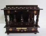 Wooden Hindu Temple / Handcrafted  Mandir / Brass Work / Wall Art - 15 X 8 X 18  inch - HolyHinduStore
