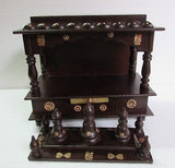 Wooden Hindu Temple / Handcrafted  Mandir / Brass Work / Wall Art - 15 X 8 X 18  inch - HolyHinduStore