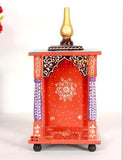 Wooden Handcrafted Hindu Temple / Home Mandir / Pooja Ghar / Mandapam for Worship - 6 x 6 x 12 Inch - HolyHinduStore
