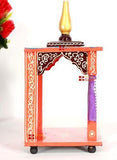 Wooden Handcrafted Hindu Temple / Home Mandir / Pooja Ghar / Mandapam for Worship - 6 x 6 x 12 Inch - HolyHinduStore