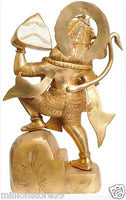 JAI Hanuman Carrying Mountain God Statue 16.5 '' Golden Brass Figure Hindu 10.2KG - HolyHinduStore
