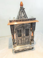 WOODEN HINDU TEMPLE ALTAR (POOJA MANDIR) / 20'' X 10'' HANDMADE  ARTISTIC IDEAL - HolyHinduStore