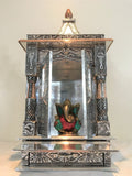 WOODEN HINDU TEMPLE ALTAR (POOJA MANDIR) / 20'' X 10'' HANDMADE  ARTISTIC IDEAL - HolyHinduStore