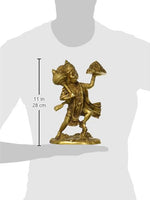 Hanuman Holding The Sanjeevani Mountain - Brass Statue - HolyHinduStore