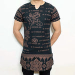 NEW MEN'S GANESH GANESHA INDIAN HINDU GOD OM SIGN SANSKRIT GRAMMAR LONG T-SHIRT - HolyHinduStore