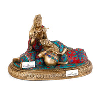 Large Radha Krishna Brass Statue Hindu God Goddess Idol Love Couple Figurine - HolyHinduStore