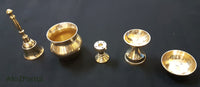 Gold Finished Plated Pooja Thali Sed With 6 Puja Item For Puja ReligiOus Gift - HolyHinduStore