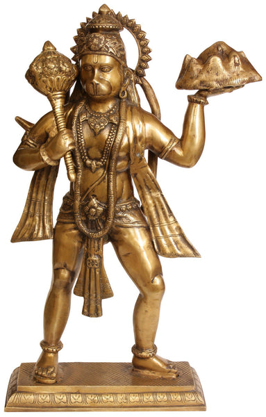 Lord Hanuman Carrying Mountain Statue, Height 24" - HolyHinduStore