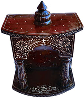 Temple made with wood - Hand Painted with emboss cone work with swasthik symbol - HolyHinduStore