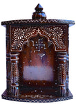 Temple made with wood - Hand Painted with emboss cone work with swasthik symbol - HolyHinduStore
