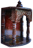 Hindu Religious temple made with wood , Hand Painted with emboss cone work with swasthik symbol - HolyHinduStore