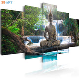Buddha Statue Art - Waterfall Poster with frame