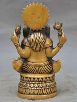 Lord Ganesha Reading Good Luck Bronze Statue - 7 inch - HolyHinduStore