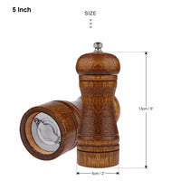 Salt And Pepper Grinder(5 and 8 Inch) - Hand Movement Oak Wood Pepper Mill With Ceramic Grinding Cord - Kitchen cooking Tools - HolyHinduStore