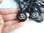 AUM / OM / Ohm / Yoga Hinduism Symbol - 12 pcs. Yak Bone Carved Lucky Pendant Necklace - HolyHinduStore