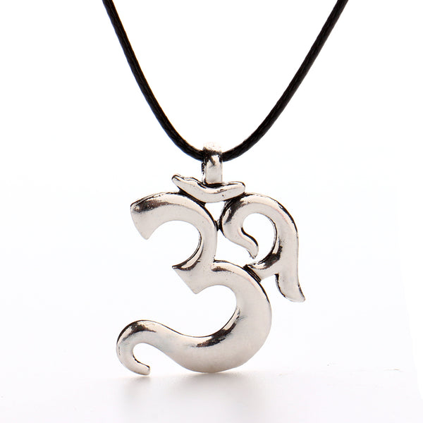 OHM / AUM / OM Antique Silver Necklace Pendant - HolyHinduStore