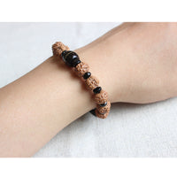 Coconut Shell With Rudraksha Tiger Eye Beads Bracelet - Unisex  Yoga/Healthy Jewelry - HolyHinduStore