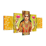 Canvas Painting Living Room Wall Poster 5 Panel Indian God Laksmi Frames In Modular Print  Modern Decoration Pictures - HolyHinduStore