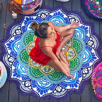 Toga Tapestry Beach Towel Sunblock Round Bikini Cover-Up Blanket Lotus Bohemian Yoga Mat - HolyHinduStore