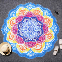 Toga Tapestry Beach Towel Sunblock Round Bikini Cover-Up Blanket Lotus Bohemian Yoga Mat - HolyHinduStore