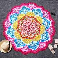 Toga Tapestry Beach Towel Sunblock Round Bikini Cover-Up Blanket Lotus Bohemian Yoga Mat - HolyHinduStore