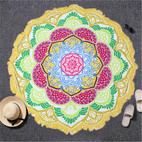 Toga Tapestry Beach Towel Sunblock Round Bikini Cover-Up Blanket Lotus Bohemian Yoga Mat - HolyHinduStore