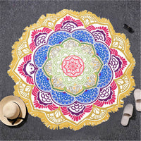 Toga Tapestry Beach Towel Sunblock Round Bikini Cover-Up Blanket Lotus Bohemian Yoga Mat - HolyHinduStore