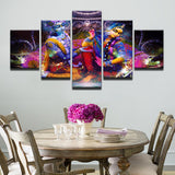 Lord Krishna Painting - Superior Quality Canvas HD Printed Wall Art Poster 5 Pieces / 5 Panel Wall Decor, Home Decor Pictures - HolyHinduStore