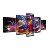 Lord Krishna Painting - Superior Quality Canvas HD Printed Wall Art Poster 5 Pieces / 5 Panel Wall Decor, Home Decor Pictures - HolyHinduStore