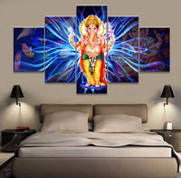 Painting Modular Decoration Home Decoration Frame 5 Pieces Canvas India God Ganesha Modern Wall Art - HolyHinduStore
