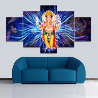 Painting Modular Decoration Home Decoration Frame 5 Pieces Canvas India God Ganesha Modern Wall Art - HolyHinduStore
