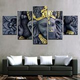 Lord Ganesha Painting - Superior Quality Canvas HD Printed Wall Art Poster 5 Pieces / 5 Panel Wall Decor, Home Decor Pictures - HolyHinduStore