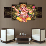 Lord Ganesha Painting - Superior Quality Canvas Printed Wall Art Poster 5 Pieces / 5 Panel Wall Decor, Home Decor Pictures - HolyHinduStore