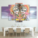 HD Printed 5 Piece Canvas Art hindu ganehsa Shiva Parvathi canvas Lord shiva parvati ganesh - HolyHinduStore