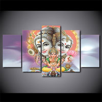 HD Printed 5 Piece Canvas Art hindu ganehsa Shiva Parvathi canvas Lord shiva parvati ganesh - HolyHinduStore