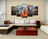 5 Panels Hindu Pundits  Shiva followers Artistic Printed Drawing on Canvas Spray Oil Painting Home Decor Living Room Wall Art Pictures - HolyHinduStore