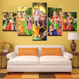 Lord Krishna Painting - Superior Quality Canvas Printed Wall Art Poster 5 Pieces / 5 Panel Wall Decor, Home Decor Pictures - HolyHinduStore