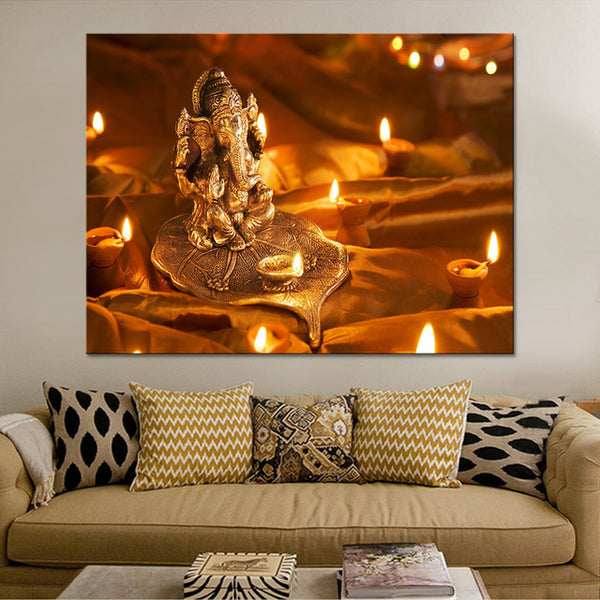 Canvas Painting Ganesha Wall Art Canvas Combination Painting Wall Pictures for Living Room Posters and Prints Landscape Q099