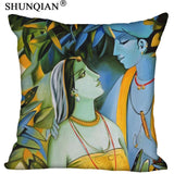 Radha Krishna Pillowcase Cover - Square zipper Pillow Cover - 20x20cm,35x35cm(one side) - HolyHinduStore