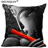 Radha Krishna Pillowcase Cover - Square zipper Pillow Cover - 20x20cm,35x35cm(one side) - HolyHinduStore